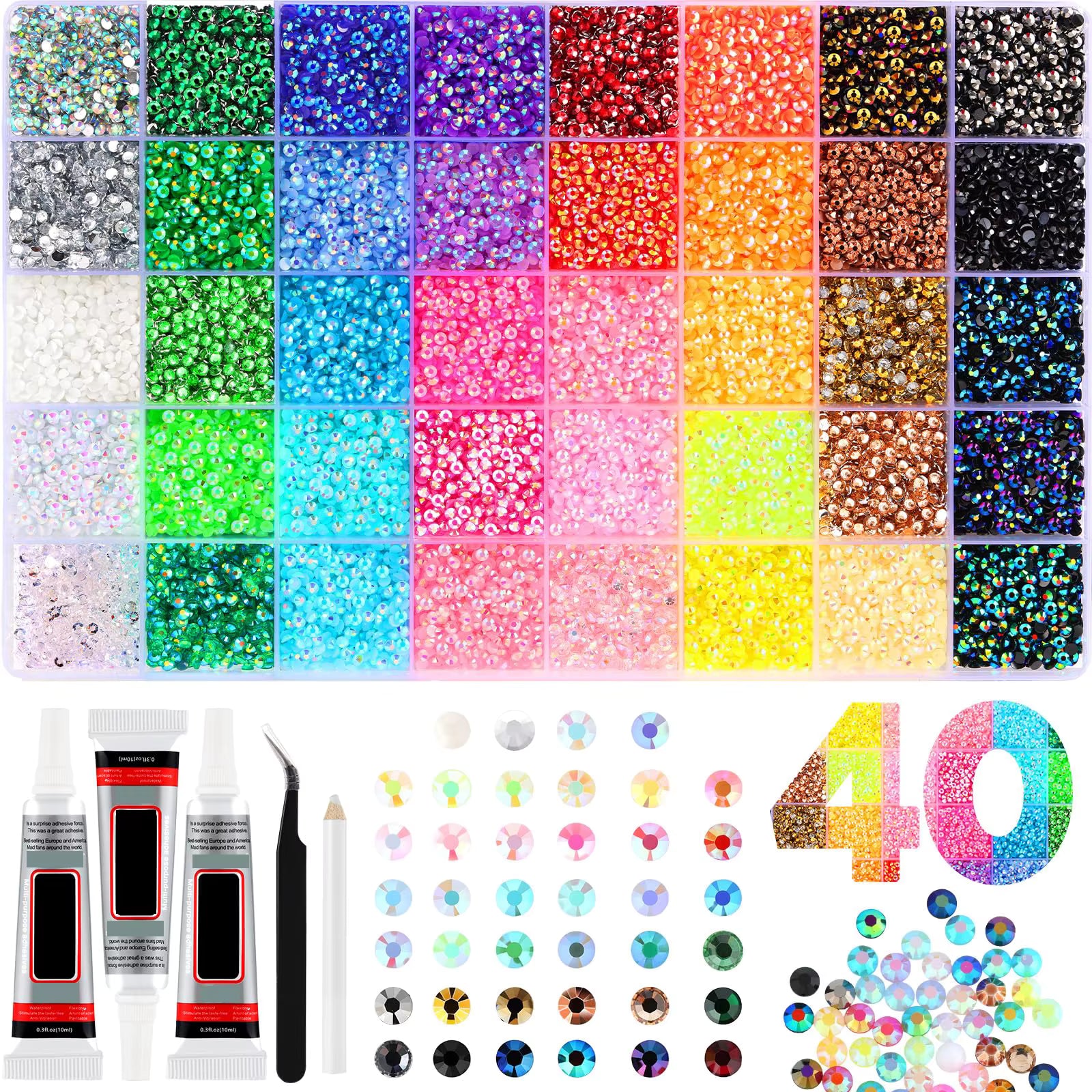 40-Color Jelly Rhinestone Craft Kit – Sparkling Gems for DIY Beadazzling & Creative Projects