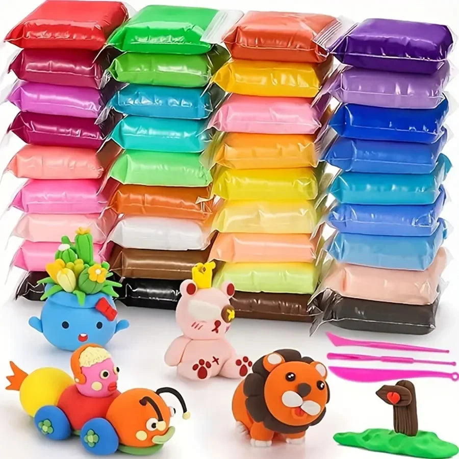 36-Color Air-Dry Clay Craft Kit — Soft Ultra-Light Clay with Sculpting Tools