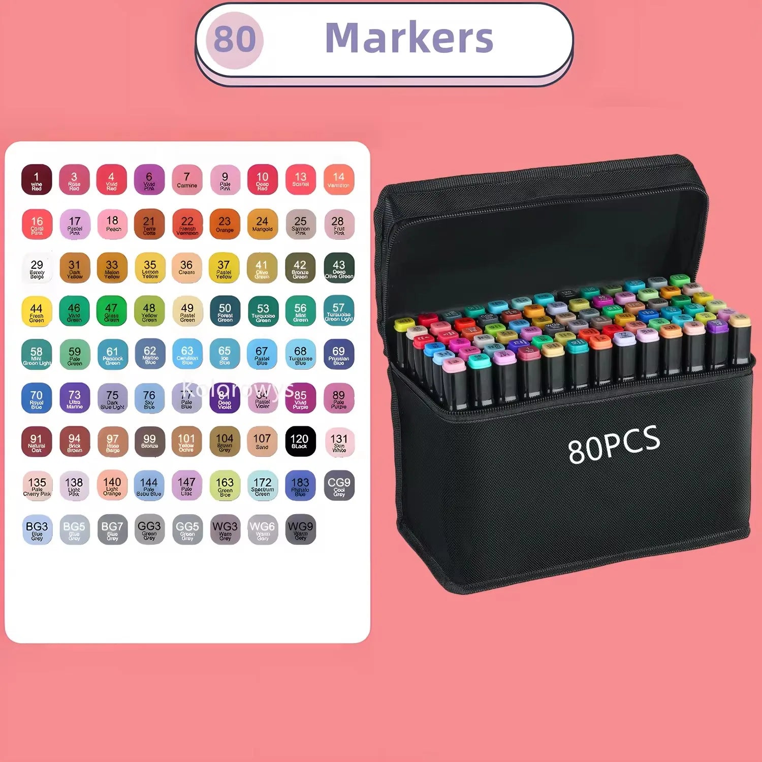 Aesthetic Dual-Tip Alcohol Art Markers - 12, 24, 36, 48, 60, 80, and 168 Color Set with Case