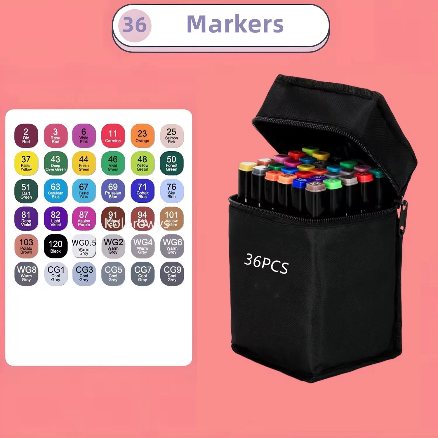 Aesthetic Dual-Tip Alcohol Art Markers - 12, 24, 36, 48, 60, 80, and 168 Color Set with Case