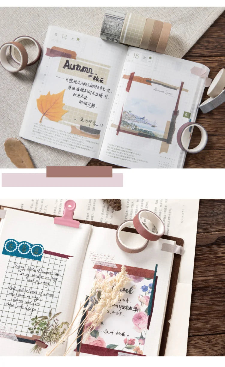 Neutral Vintage Washi Tape Set — 10 Rolls