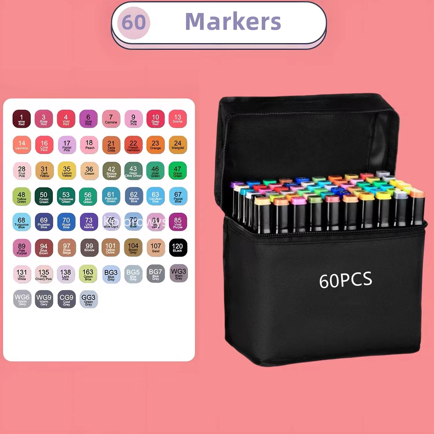 Aesthetic Dual-Tip Alcohol Art Markers - 12, 24, 36, 48, 60, 80, and 168 Color Set with Case