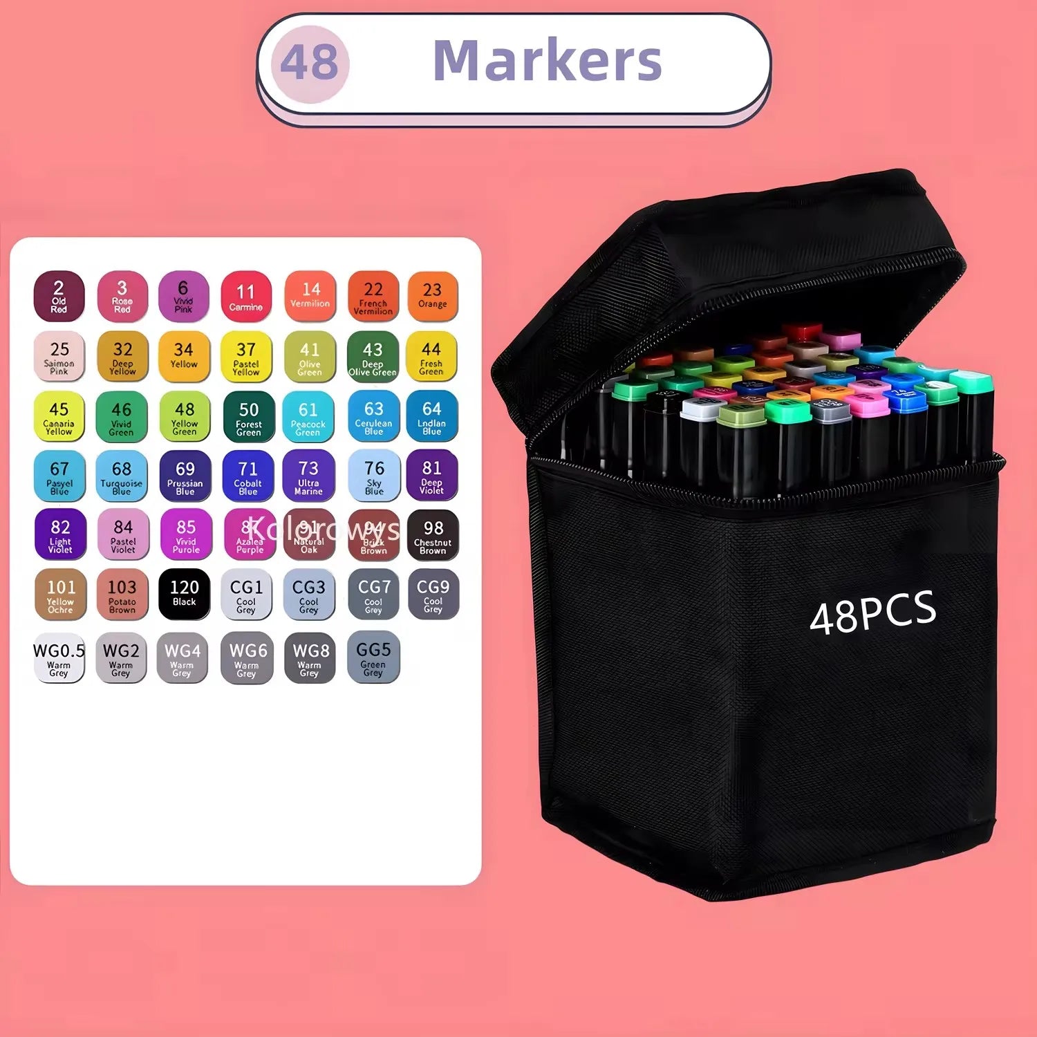 Aesthetic Dual-Tip Alcohol Art Markers - 12, 24, 36, 48, 60, 80, and 168 Color Set with Case