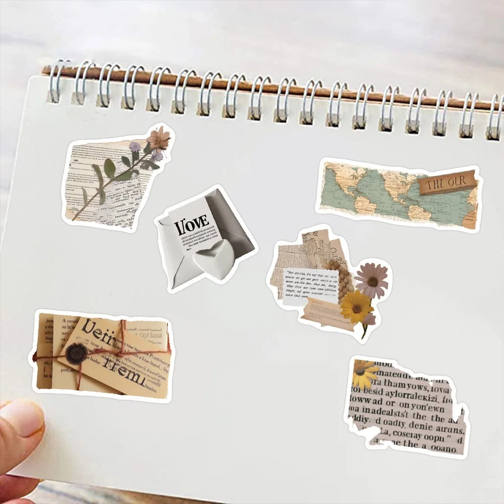 Vintage Neutral Aesthetic Sticker Pack — 50pcs